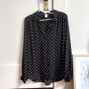 Polka Dot Faux Silk Shirt from H&M Size M
